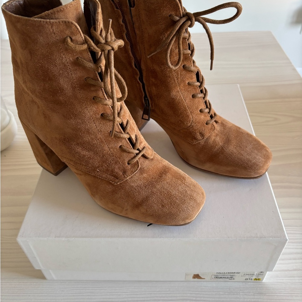 Vince Brown Suede Lace-Up Boots